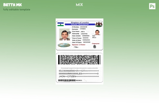 Модерен стил Национален шаблон за регистрација на Лесото